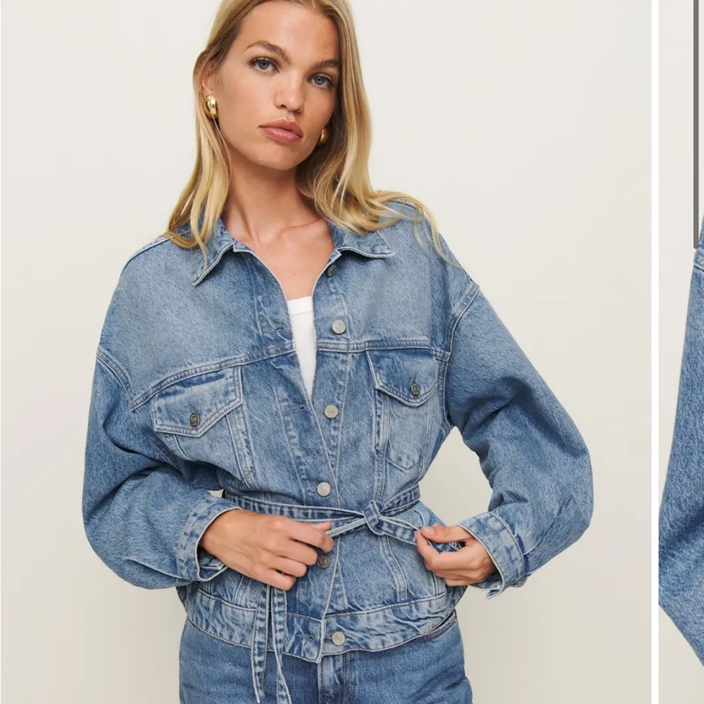 Reformation Luna Belted Denim Jacket